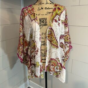 Chico's Paisley Open Front Kaftan Kimono M/L